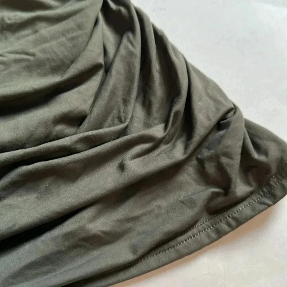 Michael Kors green swimsuit top size small gold logo in front ruched - Picture 3 of 5